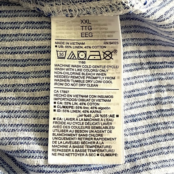 OLD NAVY Linen Cotton Blend Blue and White Striped Flutter Sleeve Blouse, XXL - Picture 11 of 15